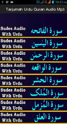 Tarjumah Urdu Quran Audio Mp3 Sudes Tilawat Withou android App screenshot 9